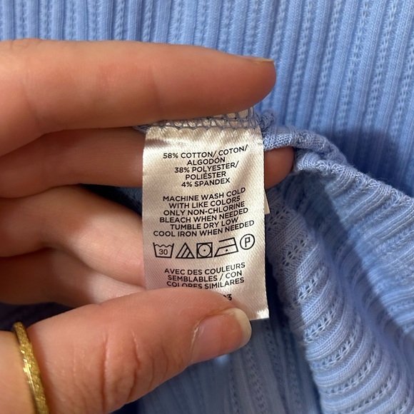 NWT Loft Light Blue White Ruffle Tank Top Blouse - Picture 6 of 6